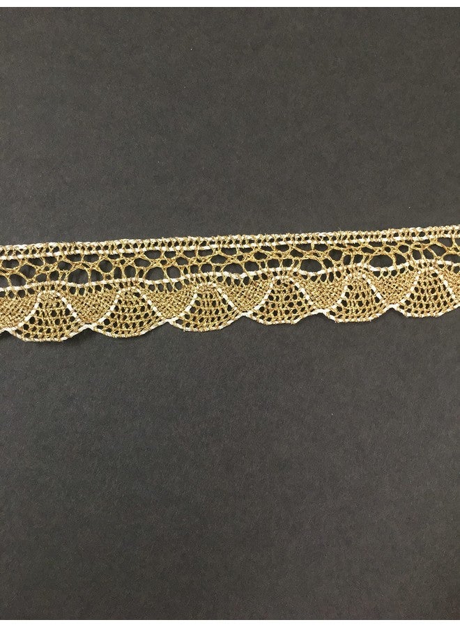 DaSync Golden Crochet Croshia Lace And Border Material For Trims Flower Latkan Hanging Jhallar Tassel Embroidered Laces Applique Fabric Lace Sewing Supplies Cotton Work Lace 9 Meters - Image 1