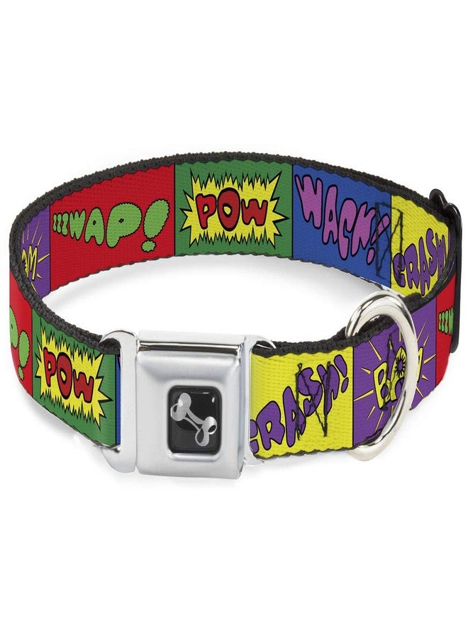 Buckle Down Buckle-Down Seatbelt Buckle Dog Collar - Sound Effect Blocks Multi Color - 1" Wide - Fits 11-17" Neck - Medium - Image 1