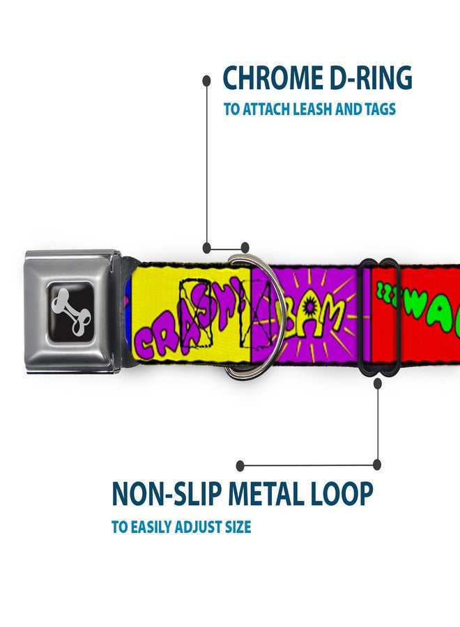 Buckle Down Buckle-Down Seatbelt Buckle Dog Collar - Sound Effect Blocks Multi Color - 1" Wide - Fits 11-17" Neck - Medium - Image 5