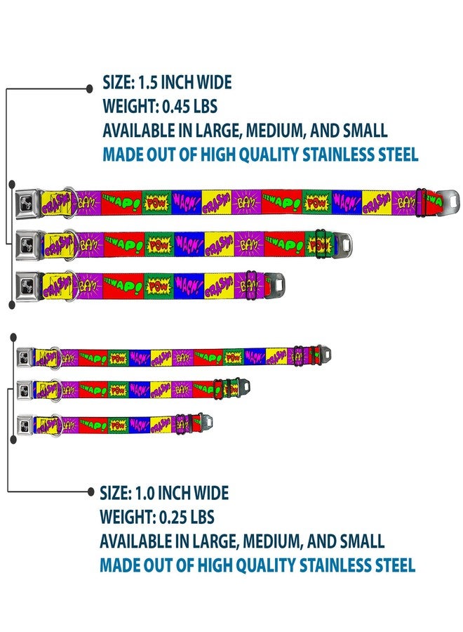 Buckle Down Buckle-Down Seatbelt Buckle Dog Collar - Sound Effect Blocks Multi Color - 1" Wide - Fits 11-17" Neck - Medium - Image 3