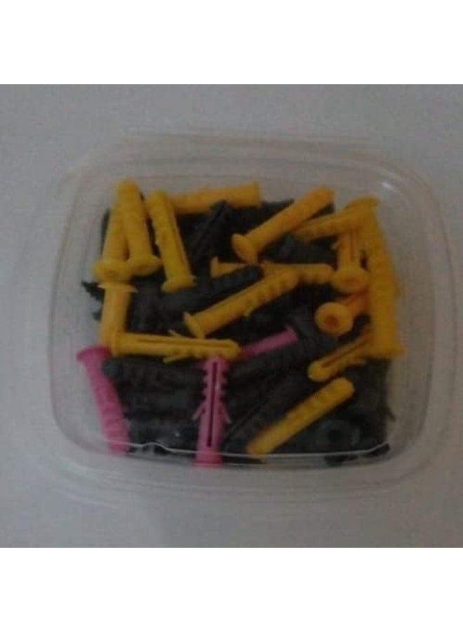 عدد 100 مسمار بورمة 6 ملم طول 3.5 سم - لون اسود، عدد 100 فيشر بلاستيك 6 مللي - Image 3