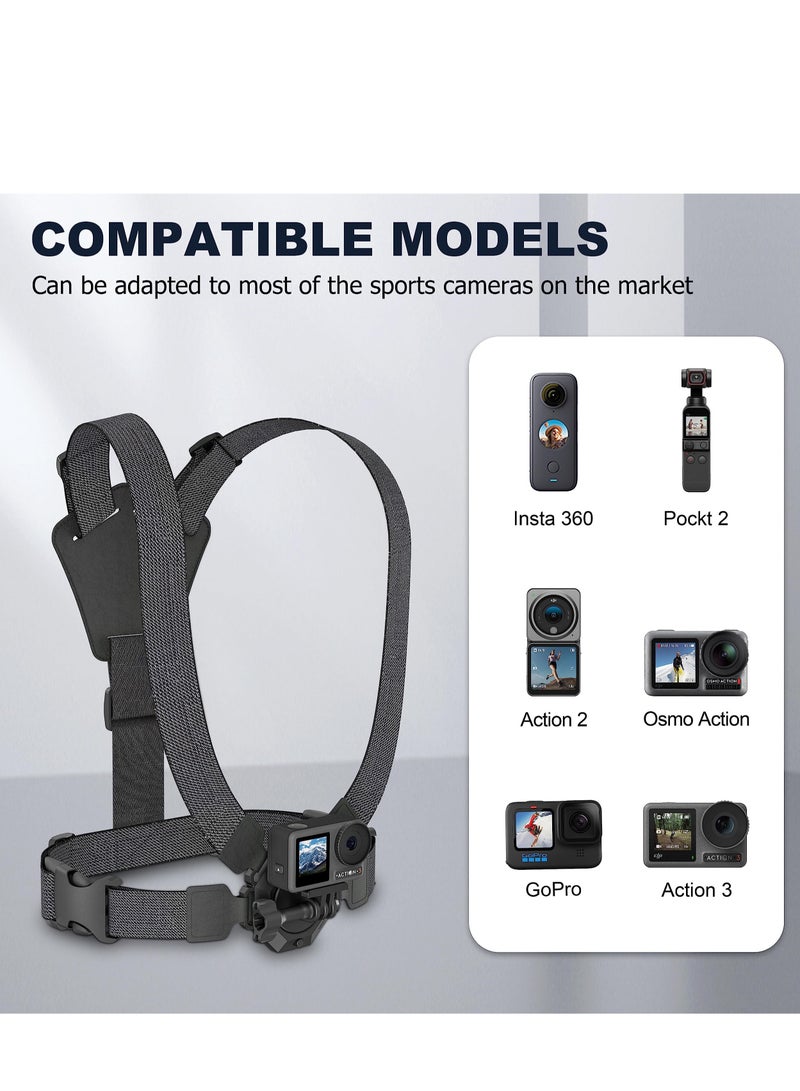 SYOSI Camera Mounts and Clamps Accessories Set, Mobile Phone Chest Strap Harness, for DJI OSMO Action Camera,Compatible for Insta360 X3/X2/One R/RS for GoPro Hero Series (Chest Strap) - Image 2
