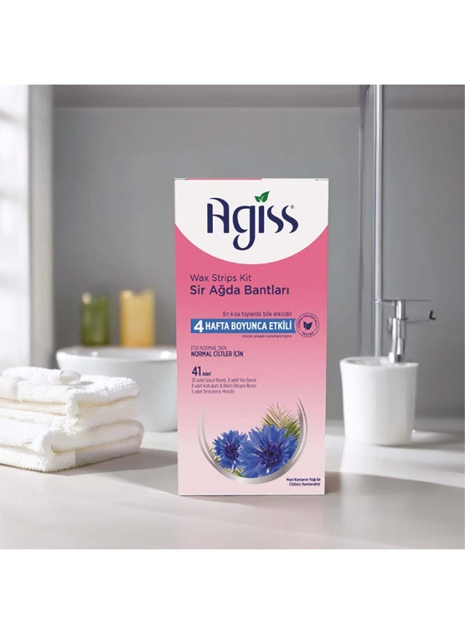 Agiss Wax Strips Kit for Normal Skin – 41 Pcs Cold Wax Strips Set with Face, Body & Bikini Strips + Cleaning Wipes – Long-Lasting Hair Removal up to 4 Weeks – Hypoallergenic & Dermatologically Tested Pack of 6 - Image 4