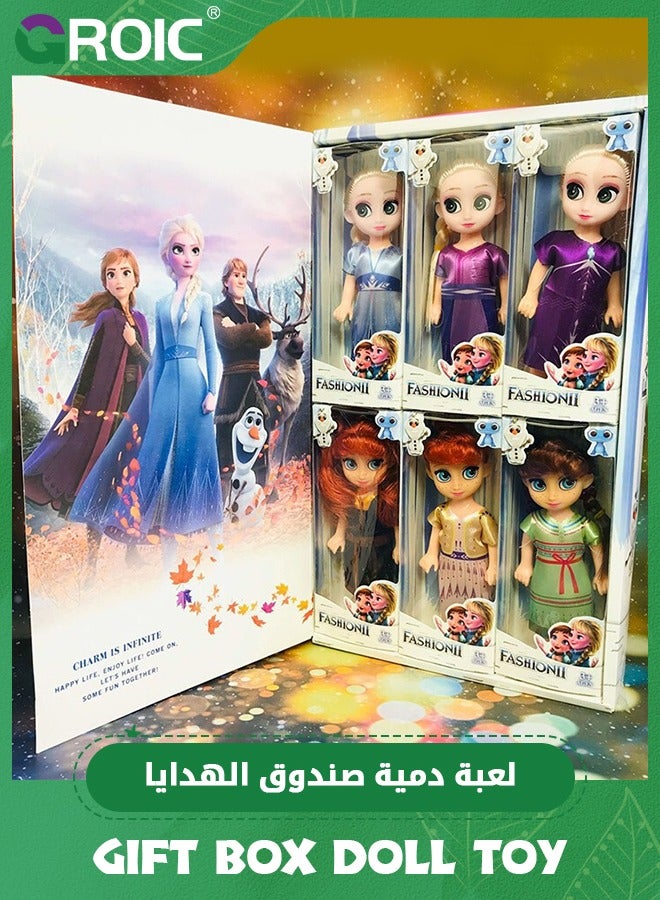 GROIC 6PCS Frozen Dolls set, Princess Plush Dolls Toys, Disney Frozen Adventure Collection Anna, Elsa Princess Dolls for Girls, Disney Frozen Elsa Toy for Kids - 6 Inch - Image 1