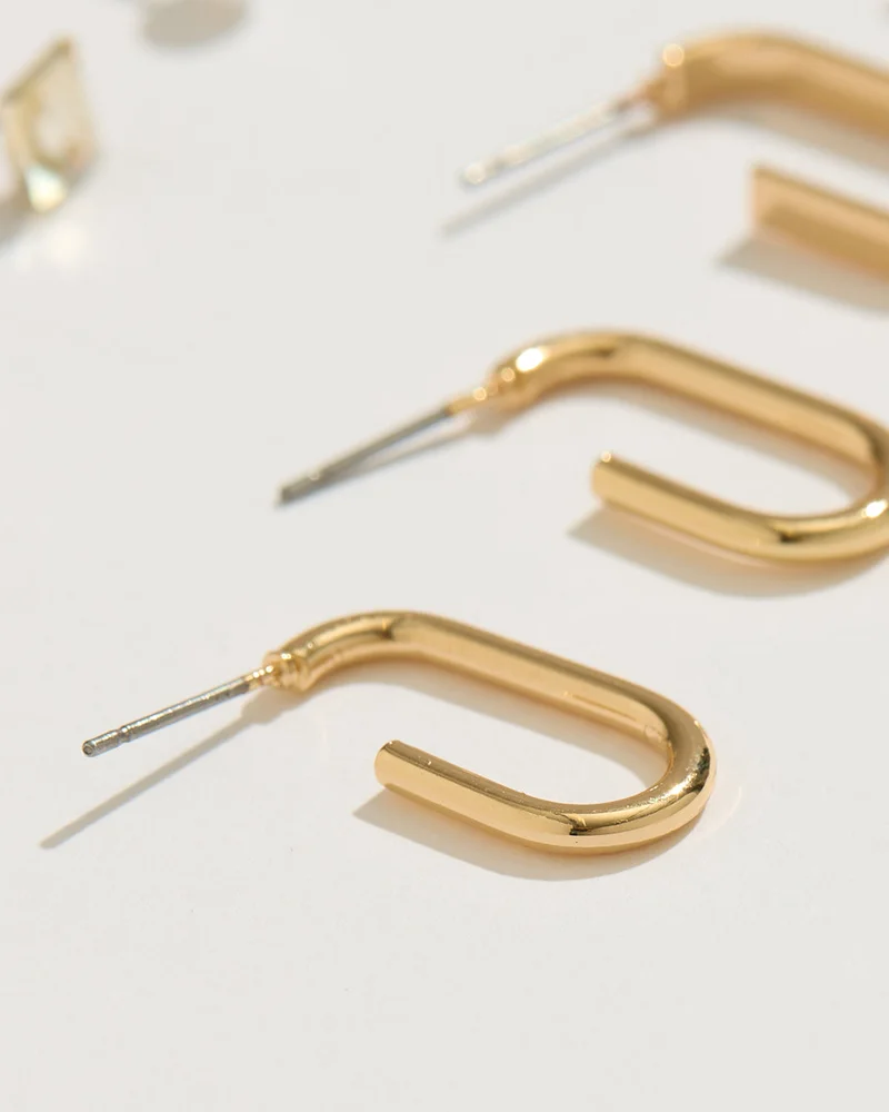REDTAG Women Gold Embellished Studs Set (8 Pair)
