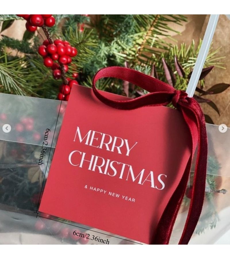 Red Christmas Gift Tags Cards White 100pcs Blank Inside Personalized Bulk Holiday Labels - Image 2