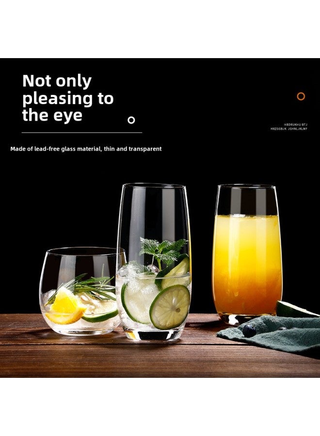 Beauenty Juice Glass Straight Glass Cocktail Cup Simple Long Drink Cup Breakfast Cup Juice Cup Straight Cold Water Cup-Color:3012 Two  - Image 1