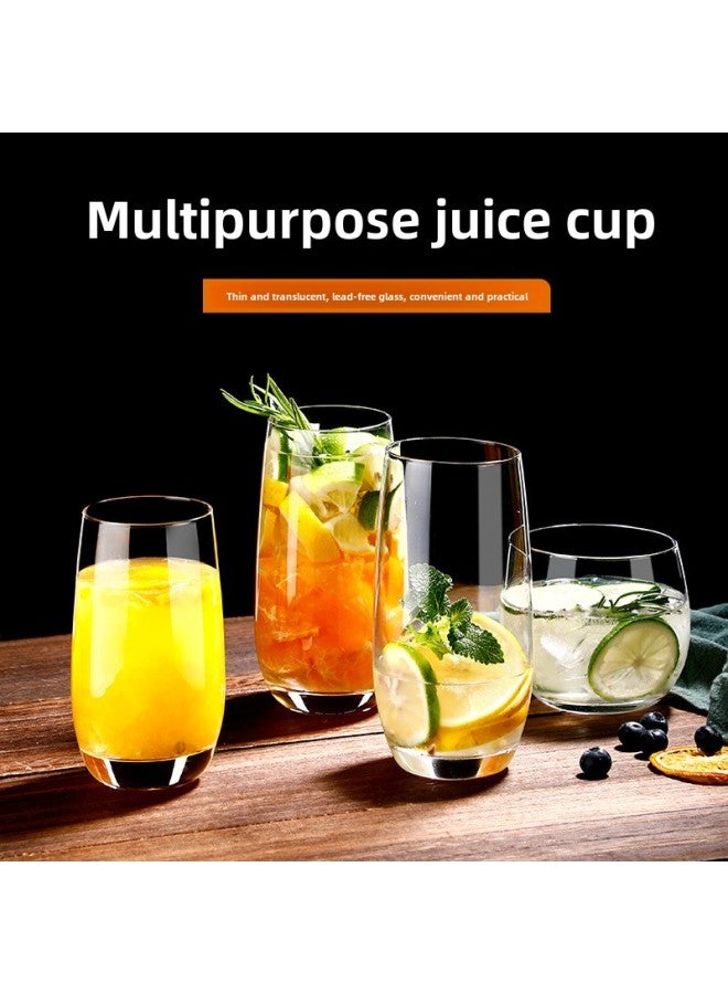 Beauenty Juice Glass Straight Glass Cocktail Cup Simple Long Drink Cup Breakfast Cup Juice Cup Straight Cold Water Cup-Color:3012 Two  - Image 2