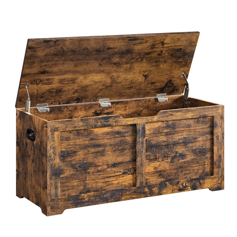 VASAGLE VASAGLE Storage Chest Storage Bench with 2 Safety Hinges Farmhouse Style 157 x 394 x 181 Inches for Entryway Bedroom Living Room Rustic Brown ULSB061T01