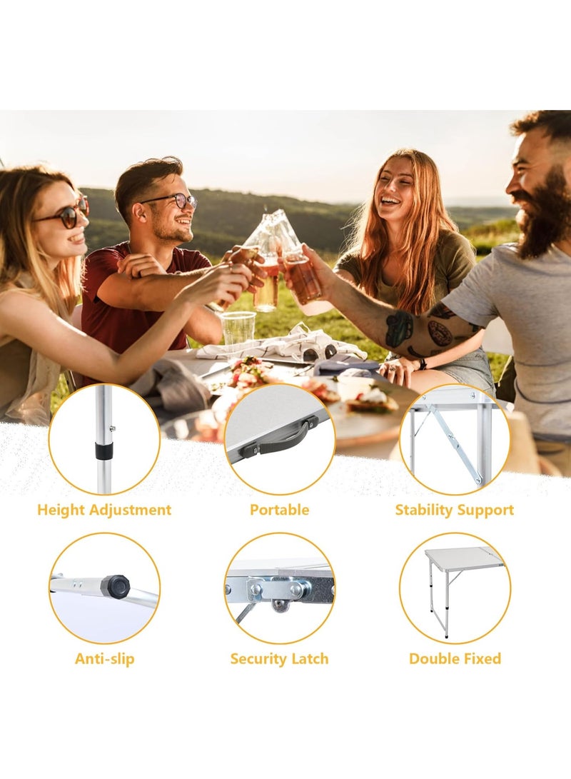 VRCOW Folding Camping Picnic Table - Portable Outdoor Aluminum Table + 4 Stools, 3 Adjustable Heights, Lightweight Dining Table for Grill BBQ Backyard and Beach - Image 5