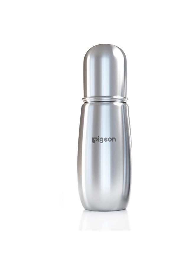 pigeon Steel Feeding Baby Bottle,  BPA Free Anti Colic Slim Neck Steel Feeding Bottle 220ml-Y Size - Image 1