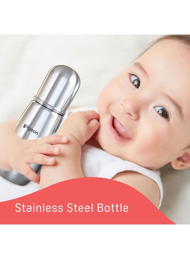 pigeon Steel Feeding Baby Bottle,  BPA Free Anti Colic Slim Neck Steel Feeding Bottle 220ml-Y Size - Image 5