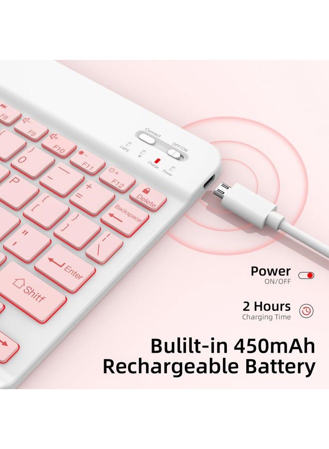 XIWMIX Ultra-Slim Wireless Bluetooth Keyboard-7 Colors Backlit Universal Rechargeable Portable Keyboard for iPad 10th/9th/8th/iPad Pro/Air/Mini/Galaxy Tablet & Other iOS Android Windows Devices-Pink - Image 4