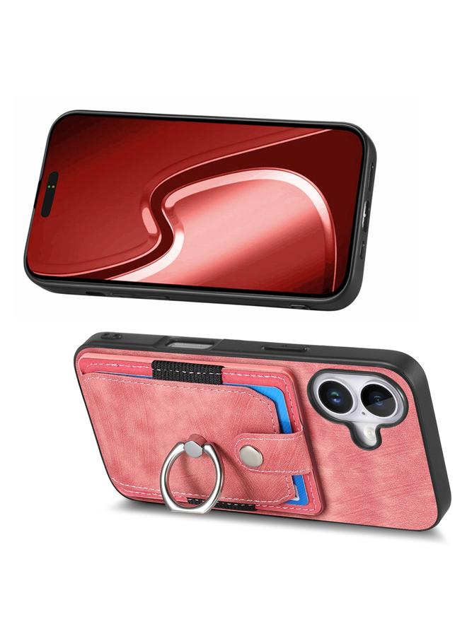 S-TOP Case For iPhone 16 Retro Skin-feel Ring Card Wallet Phone Case - Image 2