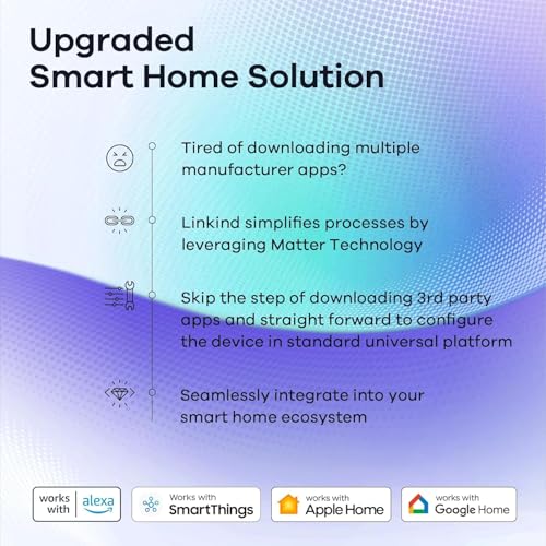 Linkind Matter Smart Light Bulb, Smart Bulbs Work with Apple Home/Siri/Alexa/Google Home/SmartThings, LED Color Changing Light Music Sync RGTBW, Smart Home, 60W 800LM A19 E26 2.4Ghz WiFi Only, 2 Pack - Image 3