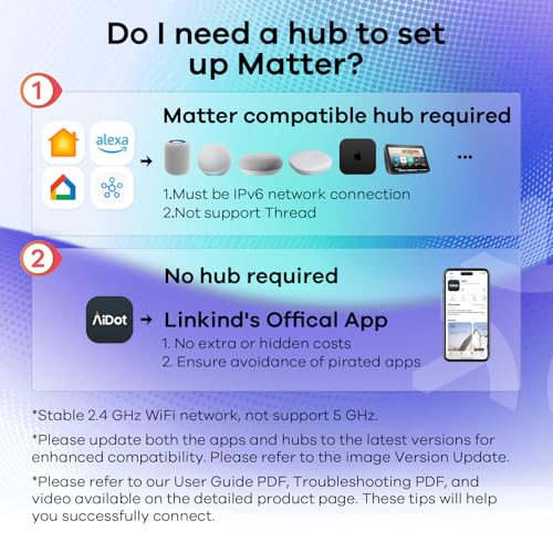 Linkind Matter Smart Light Bulb, Smart Bulbs Work with Apple Home/Siri/Alexa/Google Home/SmartThings, LED Color Changing Light Music Sync RGTBW, Smart Home, 60W 800LM A19 E26 2.4Ghz WiFi Only, 2 Pack - Image 4