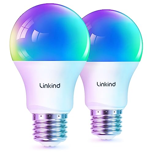 Linkind Matter Smart Light Bulb, Smart Bulbs Work with Apple Home/Siri/Alexa/Google Home/SmartThings, LED Color Changing Light Music Sync RGTBW, Smart Home, 60W 800LM A19 E26 2.4Ghz WiFi Only, 2 Pack - Image 1