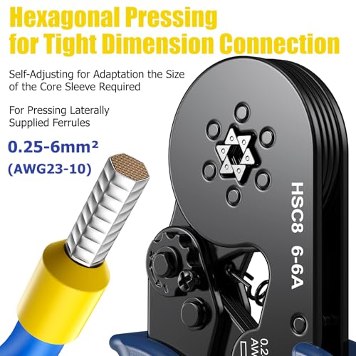 Preciva Ferrule Crimping Tool Kit with 1900PCS Wire Connectors, Hexagonal AWG23-10 Sawtooth Self-Adjustable Ratchet Wire Terminals Crimper Kit - Image 2