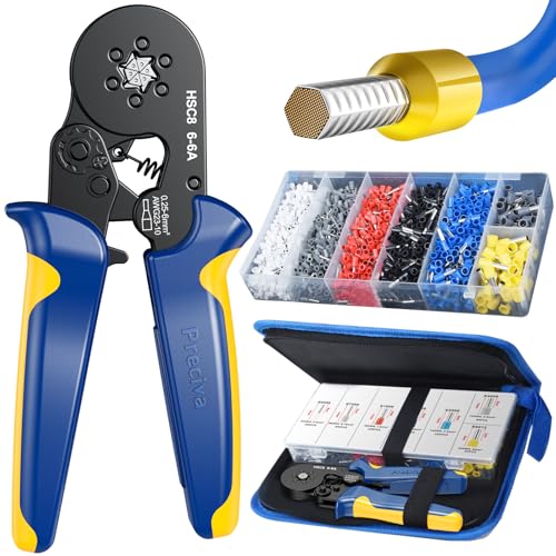 Preciva Ferrule Crimping Tool Kit with 1900PCS Wire Connectors, Hexagonal AWG23-10 Sawtooth Self-Adjustable Ratchet Wire Terminals Crimper Kit - Image 1