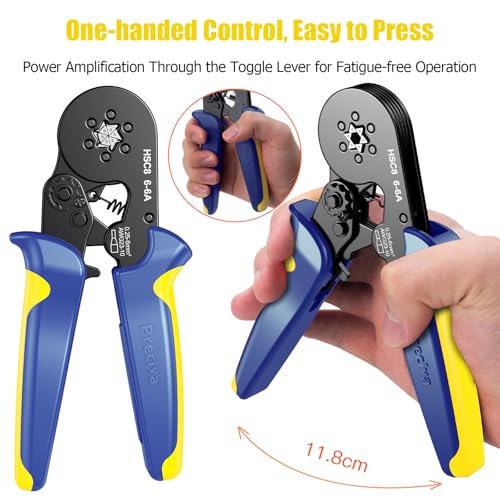 Preciva Ferrule Crimping Tool Kit with 1900PCS Wire Connectors, Hexagonal AWG23-10 Sawtooth Self-Adjustable Ratchet Wire Terminals Crimper Kit - Image 5
