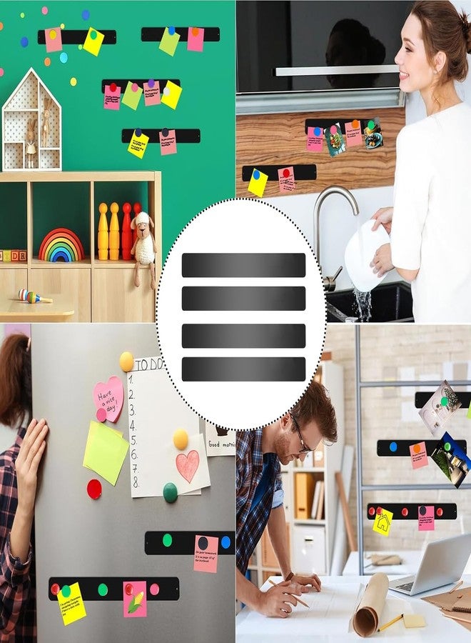 Climberty® 4 Pack Stainless Steel Magnetic Board Strip Memo Message Magnetic Board with 20 Pcs Color Magnets Self Adhesive Notice Bulletin Bar Board for Home, Office, Photo Wall, Fridge - Black - Image 5