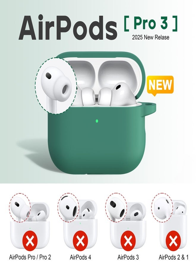 R-fun جراب R-fun لسماعات AirPods Pro 3 (2025)، غطاء حماية من السيليكون الناعم متوافق مع سماعات Apple AirPods Pro من الجيل الثالث (كابل USB-C) للرجال والنساء، مع طقم تنظيف وسلسلة مفاتيح، لون أخضر صنوبري - Image 2