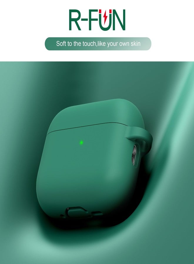 R-fun جراب R-fun لسماعات AirPods Pro 3 (2025)، غطاء حماية من السيليكون الناعم متوافق مع سماعات Apple AirPods Pro من الجيل الثالث (كابل USB-C) للرجال والنساء، مع طقم تنظيف وسلسلة مفاتيح، لون أخضر صنوبري - Image 3