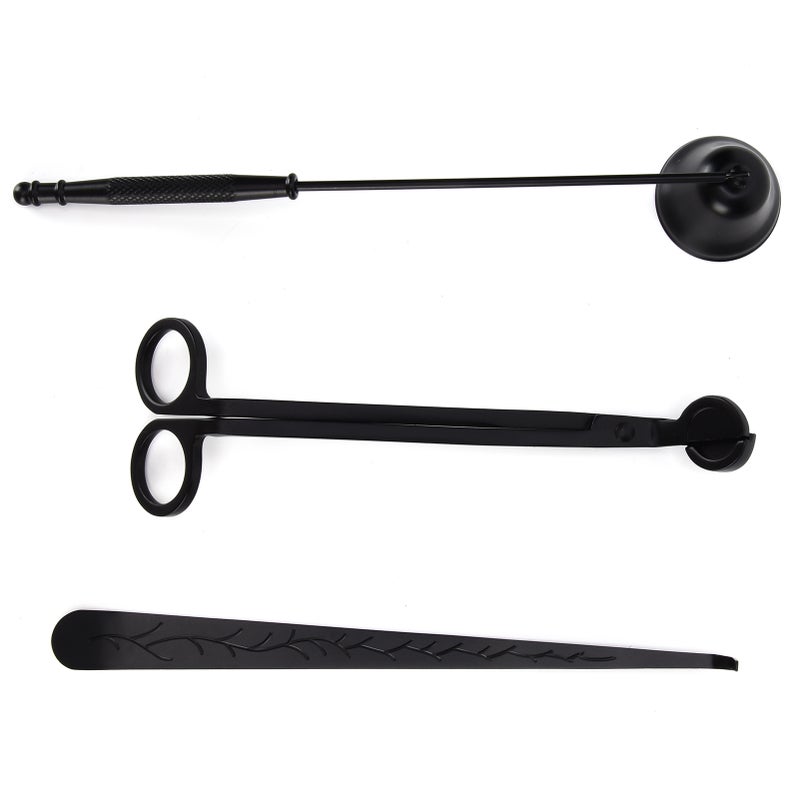 3PCS Candle Accessory Set Candle Wick Trimmer Cutter Snuffer Extinguisher Wick Dipper Gift SuppliesBlack - Image 1