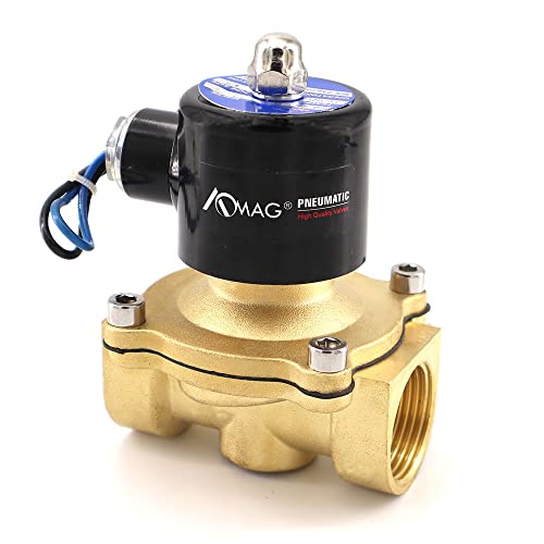 AOMAG 1" Brass Electric Solenoid Valve 24V DC Normally Closed Water, air, Diesel, VITON Gasket - Image 1