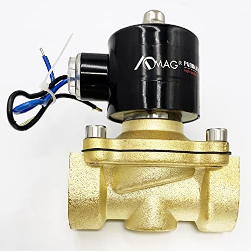AOMAG 1" Brass Electric Solenoid Valve 24V DC Normally Closed Water, air, Diesel, VITON Gasket - Image 2