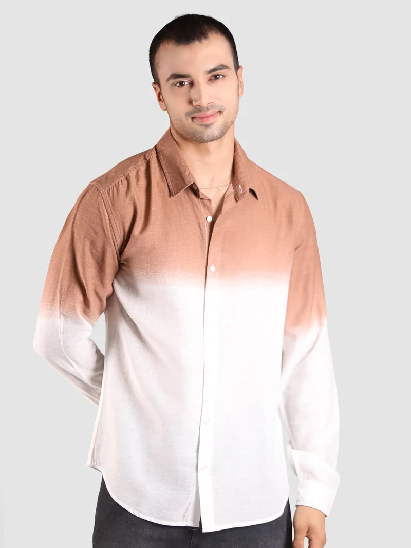 بيونغ قميص قطني متدرج اللون بني