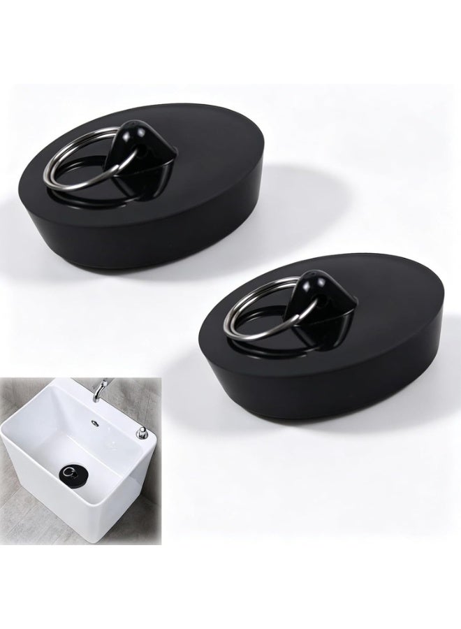 Universal Bathtub Plug Set (2-Piece) - Kitchen Sink Drain Plugs For Washbasins - Fits 42mm To 45mm Drain Openings - Leak-Proof Rubber Replacement Plug Set For Bathroom And Laundry Sinks - Image 1