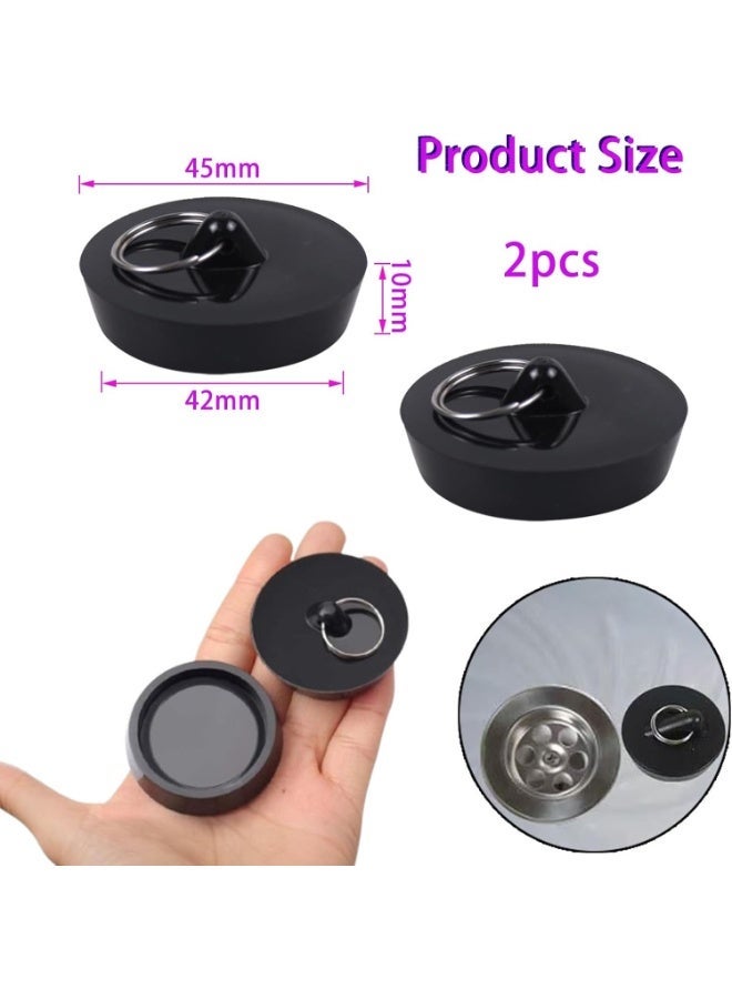 Universal Bathtub Plug Set (2-Piece) - Kitchen Sink Drain Plugs For Washbasins - Fits 42mm To 45mm Drain Openings - Leak-Proof Rubber Replacement Plug Set For Bathroom And Laundry Sinks - Image 2