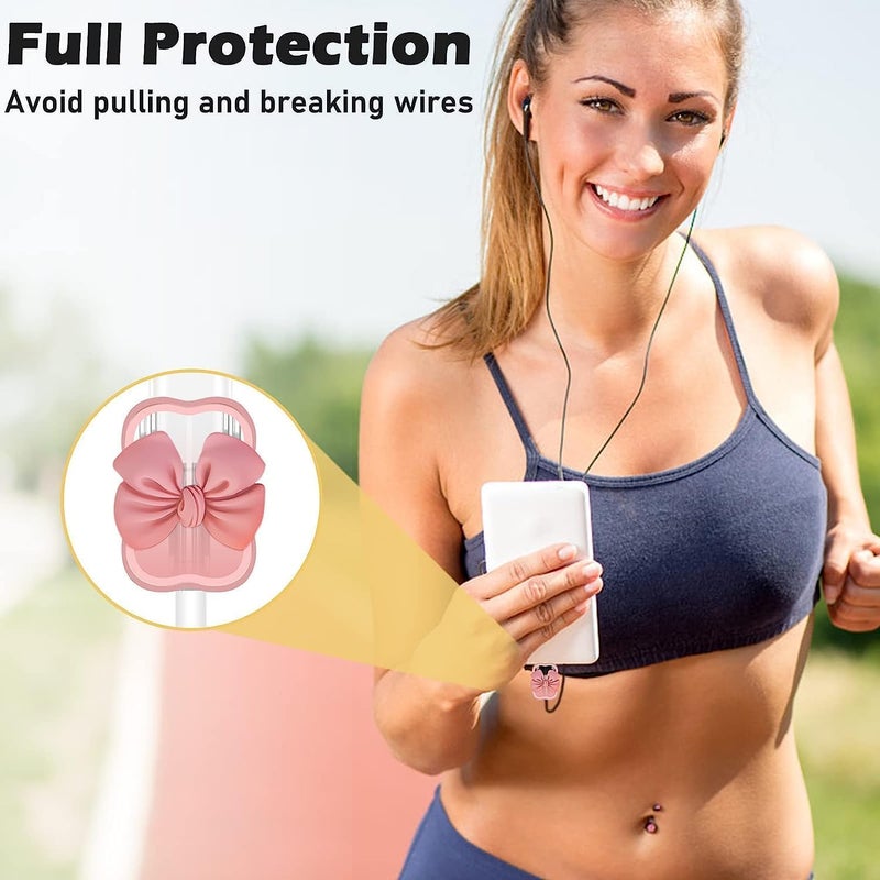 INEFABLE غطاء واقي لشاحن مع نمط ثلاثي الأبعاد لطيف لشاحن آيفون فقط 18 واط و 20 واط، واقي كابل بيانات لحفظ الكابل - مجموعة من 1 (قوس وردي) - Image 5