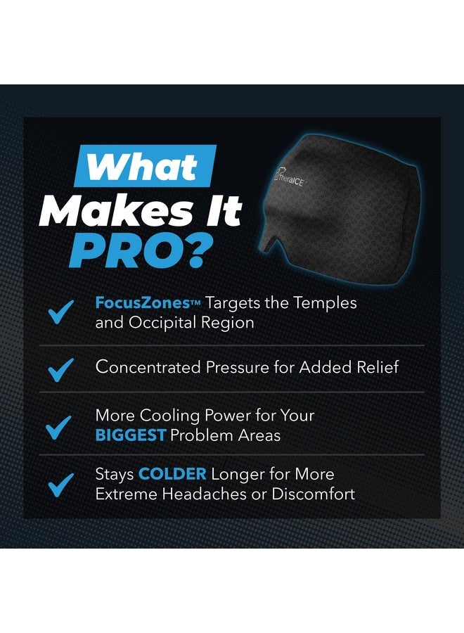 TheraICE TheraICE Migraine Relief Cap PRO, Headache Relief Cap, Ice Face Mask, Cold Compress Head Wrap for Tension Headache Relief, Stress & Hangover, FocusZone Technology Provides Extra Cooling & Pressure - Image 3