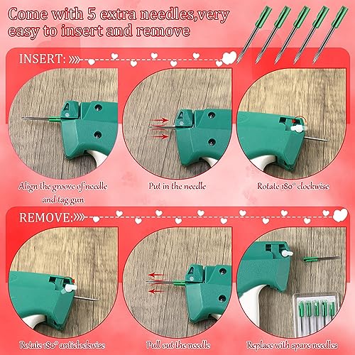 Chumia 3576 Pcs Stitch Tag Gun for Clothes, Quick Clothing Fixer, Tagging Gun with 3000 Barbs, 5 Needles and 100 Price Tags, Sewing Kit for Retail Stores, Garage Yard Sales(Red) - Image 2