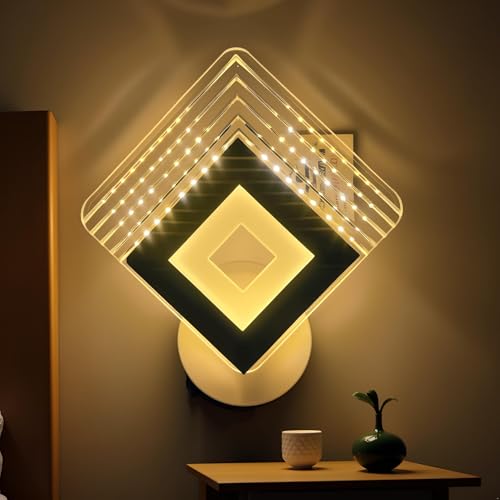 Lyse Decor Wall Lights for Home Decoration LED Wall Light with 3 Color Modes, Easy Installation, Ideal for Modern Interiors, Bedroom, Living Room, Hallway, Office (White) - Image 1