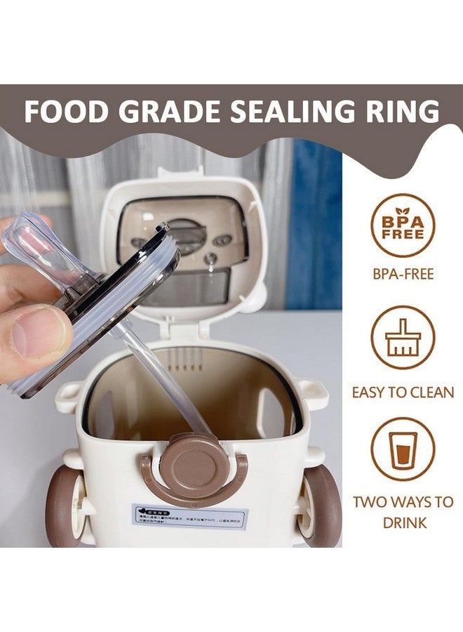 فنبلاست زجاجة مياه على شكل حافلة من فن بلاست مع عجلات متحركة، زجاجة مياه مانعة للتسرب للأطفال سعة 480 مل، زجاجة مياه مع حزام وشفاط للأطفال، زجاجة مياه مانعة للتسرب للأطفال (أبيض) - Image 5