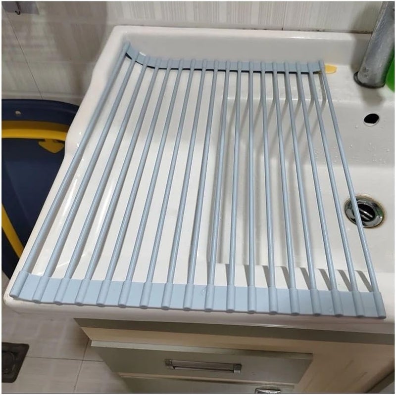 43/52 CM Expandable Roll Up Dish Drying Rack Collapsible Anti-Slip Heat-Resistant Multipurpose Dishes Drainer - Image 1