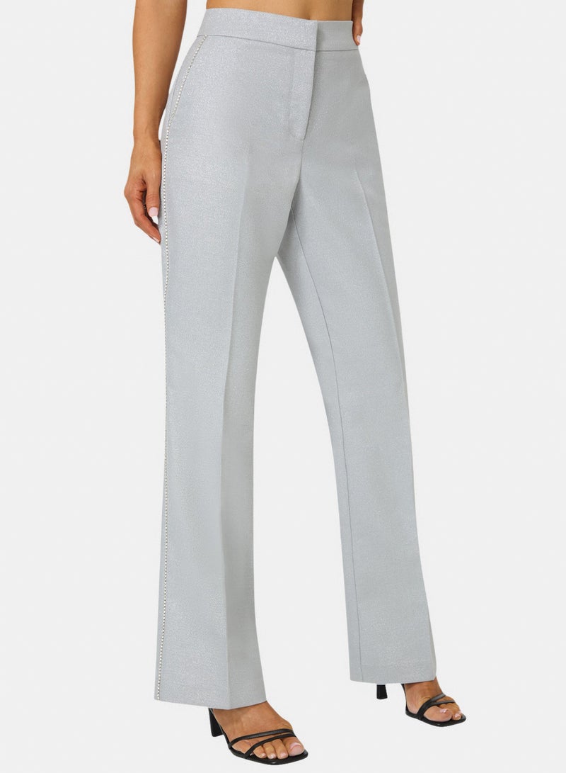 bebe Glittery High Waist Mini Flare Leg Pant - Image 1