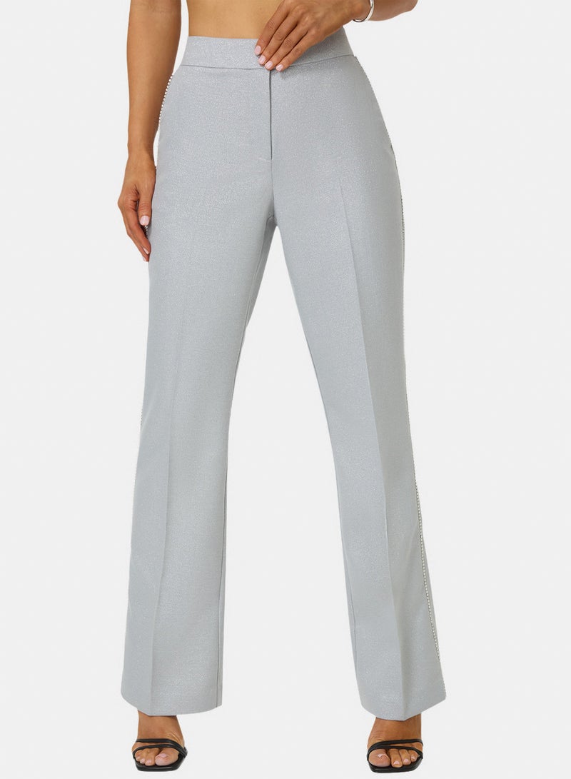 bebe Glittery High Waist Mini Flare Leg Pant - Image 2