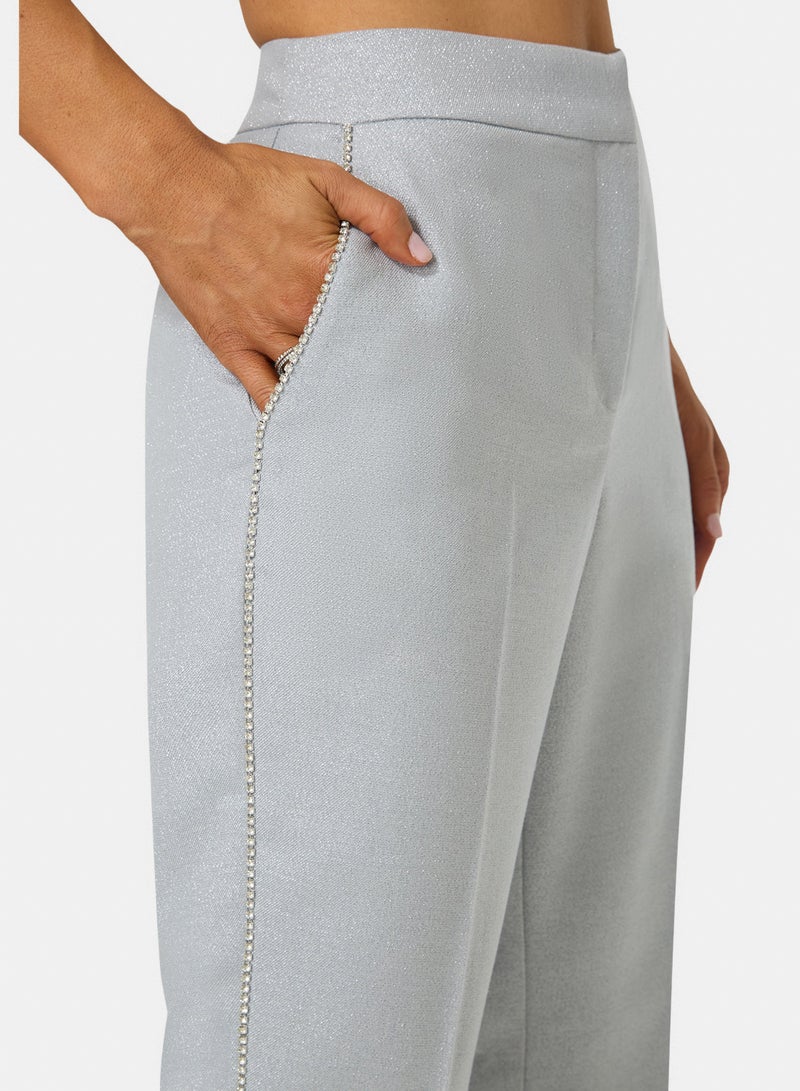 bebe Glittery High Waist Mini Flare Leg Pant - Image 4