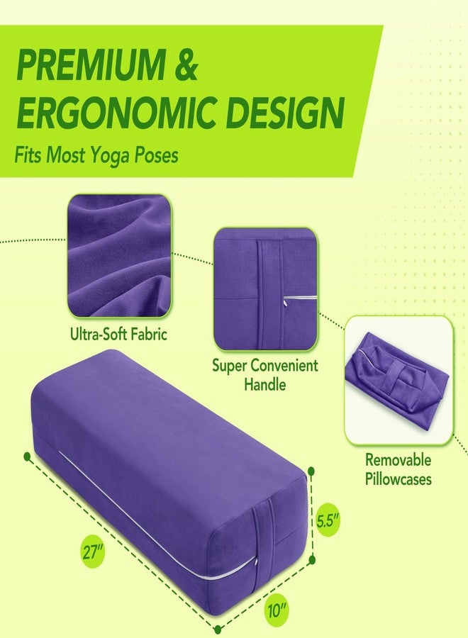 Wellsin Yoga Bolster Pillow for Restorative - Yoga Meditation Pillow with Washable Suede Cover, 27"X10" X5.5", Purple - Image 2