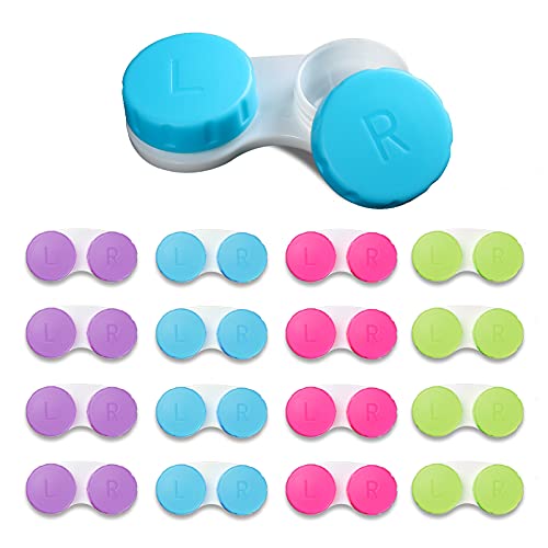 Aoutrow 16 Pack Mini Contact Lens Case Set Colorful Bulk Box Holder - Image 2