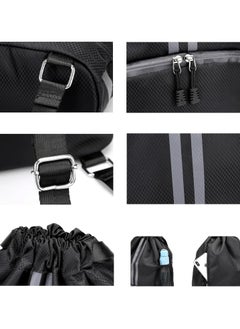 Cuken Drawstring Gym Bag for Men, Waterproof Drawstring Backpack for Women, Swim Bag with Shoes Compartment, Pull String Sport Bag for Soccer and Basketball (Black )  - Image 5
