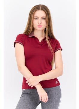 Adidas Women Sportswear Fit Short Sleeve Training Polo Shirt, Maroon  - Image 1