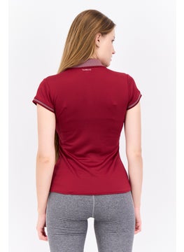 Adidas Women Sportswear Fit Short Sleeve Training Polo Shirt, Maroon  - Image 4