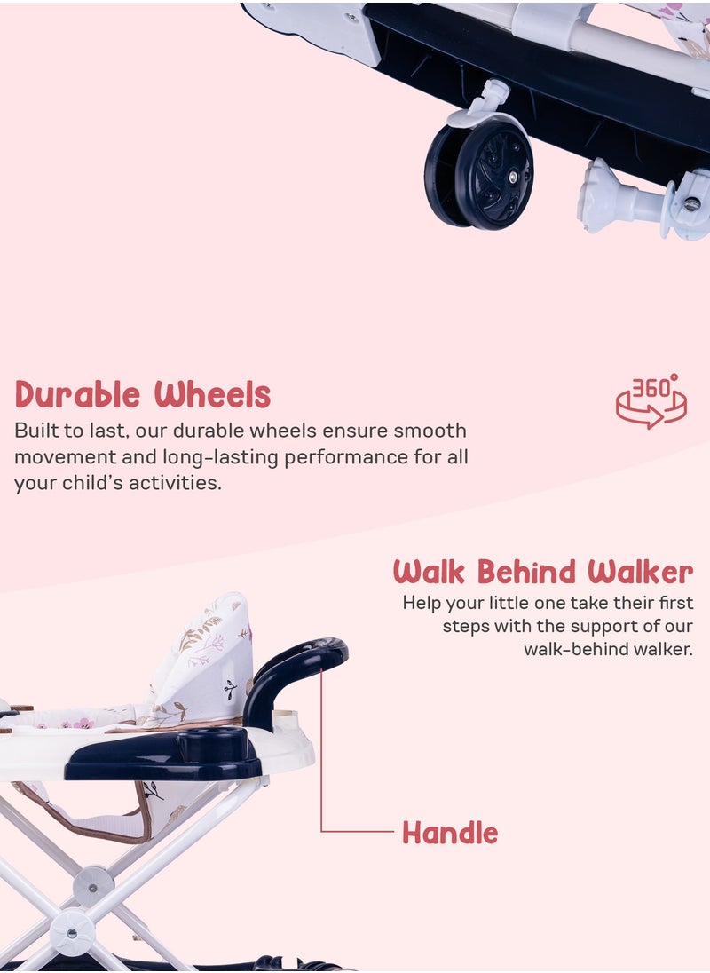 BAYBEE Bulba Baby Walker With Rocker for Baby, Kids Walker with Three Adjustable Height Foot Mat Canopy Musical Toy Bar Activity Walker for Toddlers Kids Walker for Baby Boy Girl 6-18months Dark Blue  - Image 5