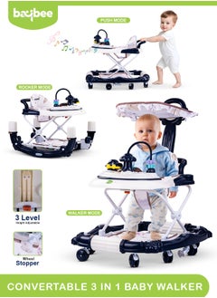 BAYBEE Bulba Baby Walker With Rocker for Baby, Kids Walker with Three Adjustable Height Foot Mat Canopy Musical Toy Bar Activity Walker for Toddlers Kids Walker for Baby Boy Girl 6-18months Dark Blue  - Image 1