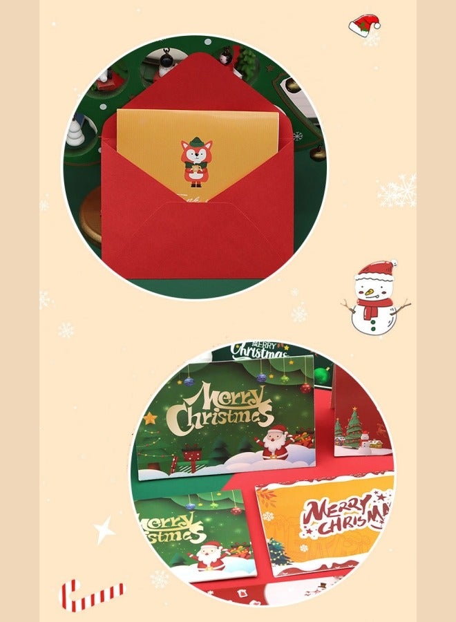 CCOVERY 24Pcs Christmas Cards Cute Holiday Gift Card Merry Christmas Greeting Cards Snowman Santa Claus Xmas Tree Patterns Assorted Card Set for Christmas New Year Winter Party - Image 4